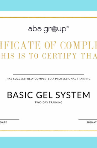 Certyfikat BASIC GEL SYSTEM – TWO DAY – dla Instruktorów Aba Group