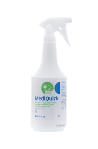 MediQuick 1L Preparat do szybkiej dezynfekcji powierzchni nieinwazyjnych wyrobów medycznych ze spryskiwaczem