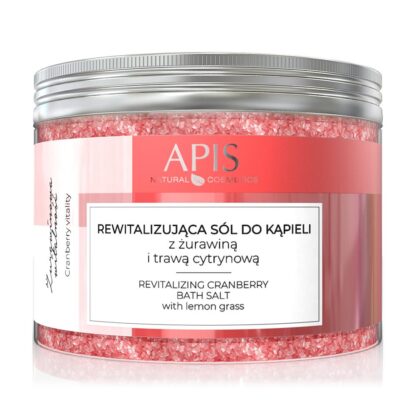 APIS – ŻURAWINOWA WITALNOŚĆ – Rewitalizująca sól do kąpieli z żurawiną i trawą cytrynową, 650 g (9393)