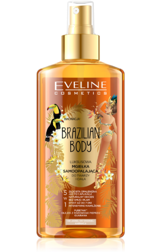 Eveline Cosmetics – BRAZYLIAN BODY – Luksusowa mgiełka samoopalająca do twarzy i ciała 5w1, 150 ml