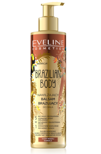 Eveline Cosmetics – BRAZYLIAN BODY – Nawilżający balsam brązujący do ciała 5w1, 200 ml