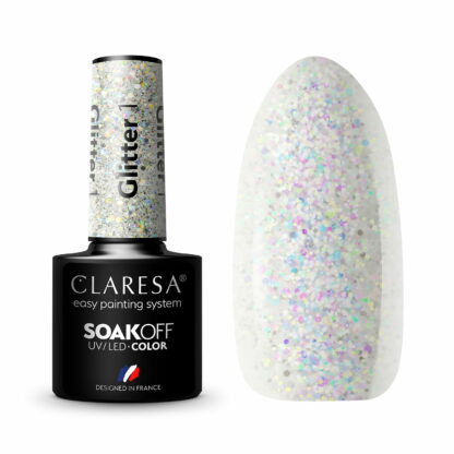 Claresa Lakier hybrydowy GLITTER 1 – 5g