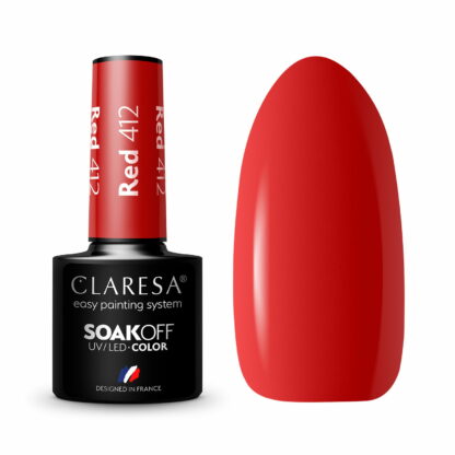 Claresa Lakier hybrydowy RED 412 – 5g