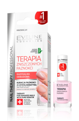 Eveline Cosmetics – NAIL THERAPY – Odżywka do paznokci – terapia zniszczonych paznokci, 12 ml