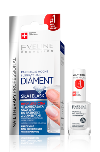 Eveline Cosmetics – NAIL THERAPY – Odżywka utwardzająca z diamentami, 12 ml