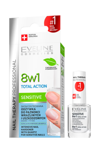 Eveline Cosmetics – NAIL THERAPY – Total Action skoncentrowana odżywka do paznokci sensitive 8w1, 12ml