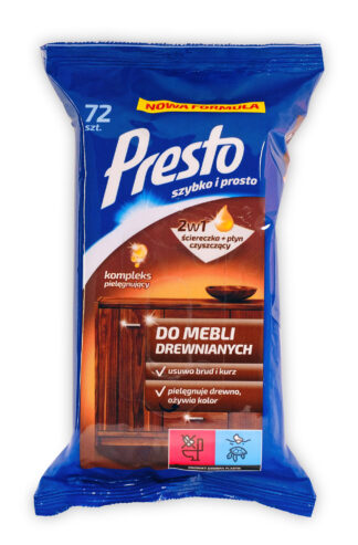 Presto – Ściereczki nawilżane do mebli drewnianych, 72 szt.