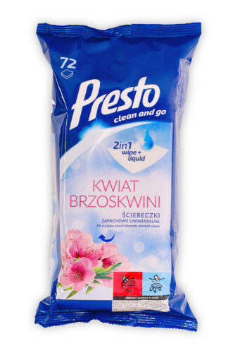 Presto – Ściereczki nawilżane uniwersalne zapachowe Kwiat Brzoskwini, 72 szt.