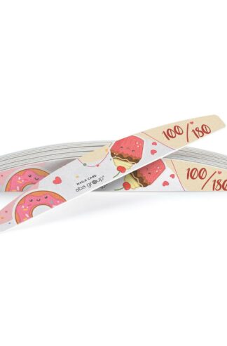 Aba Group Pilnik do paznokci EDYCJA LIMITOWANA – PÓŁKSIĘŻYC 100/180 „Nails Care” – Colorful Cookies, 10 sztuk