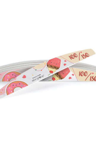 Aba Group Pilnik do paznokci EDYCJA LIMITOWANA – PÓŁKSIĘŻYC 100/180 „Nails Care” – Colorful Cookies, 25 sztuk