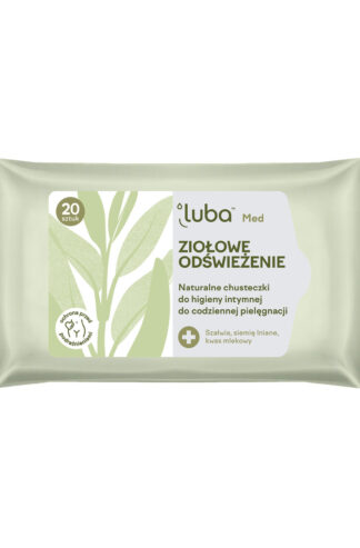 WYPRZEDAŻ – Luba Med – Chusteczki do higieny intymnej do codziennej pielęgnacji Ziołowe Odświeżenie, 20 szt. Data ważności – 09.2024